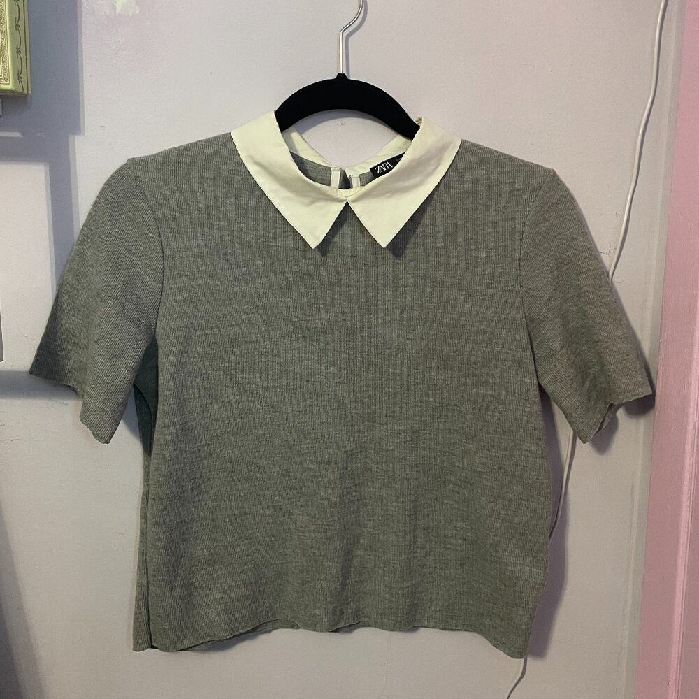 ZARA PETER PAN COLLAR TOP